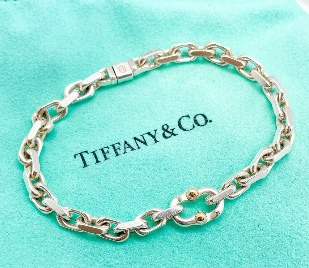 Tiffany & Co. 1837 Makers 18k & Silver Narrow Bracelet 7.75"
